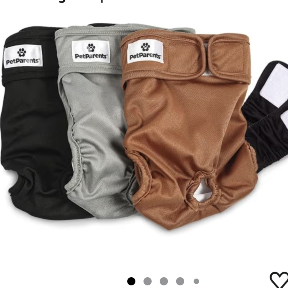 Pet Parents Dog Diapers Trio - Black, Gray, Brown New-unopened Package